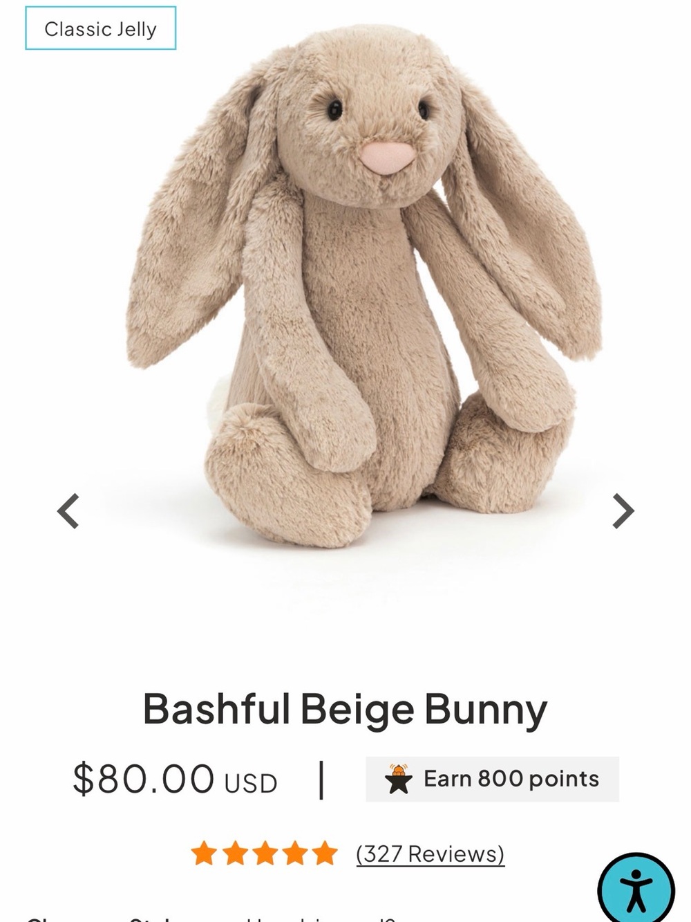 Jellycat Beige Bashful Bunny plush size, huge.